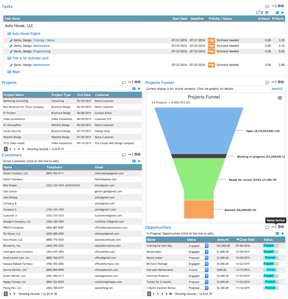screenshot of W3B CRM